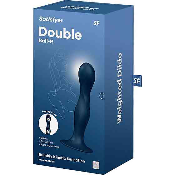 Дилдо Satisfyer Double Ball-R Dark Blue, унисекс, подвижные шарики внутри, на присоске Sex Aura Киев