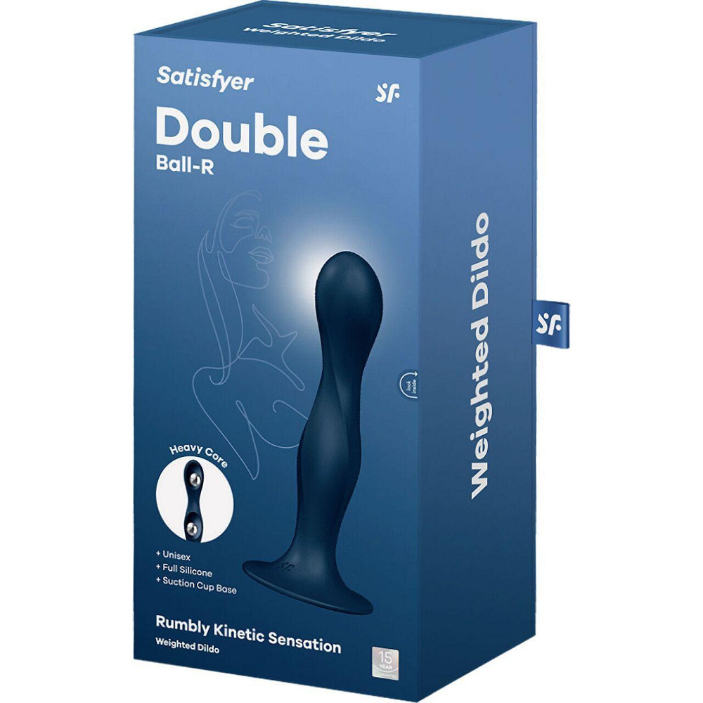 Дилдо Satisfyer Double Ball-R Dark Blue, унісекс, рухомі кульки всередині, на присосці Sex Aura Київ - фото 4