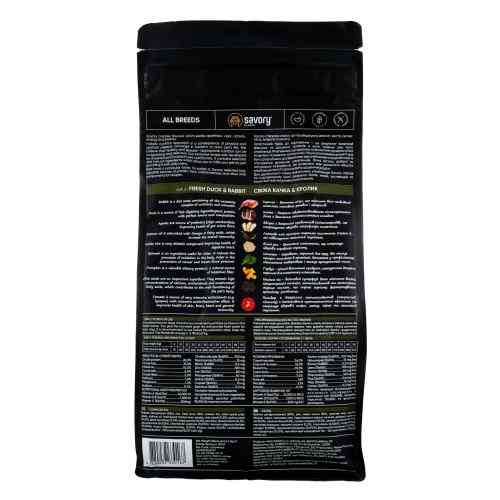 Корм сухой Savory Adult All Breeds rich in Fresh Duck and Rabbit для собак всех пород со свежей уткой и кроликом 1 кг Киев