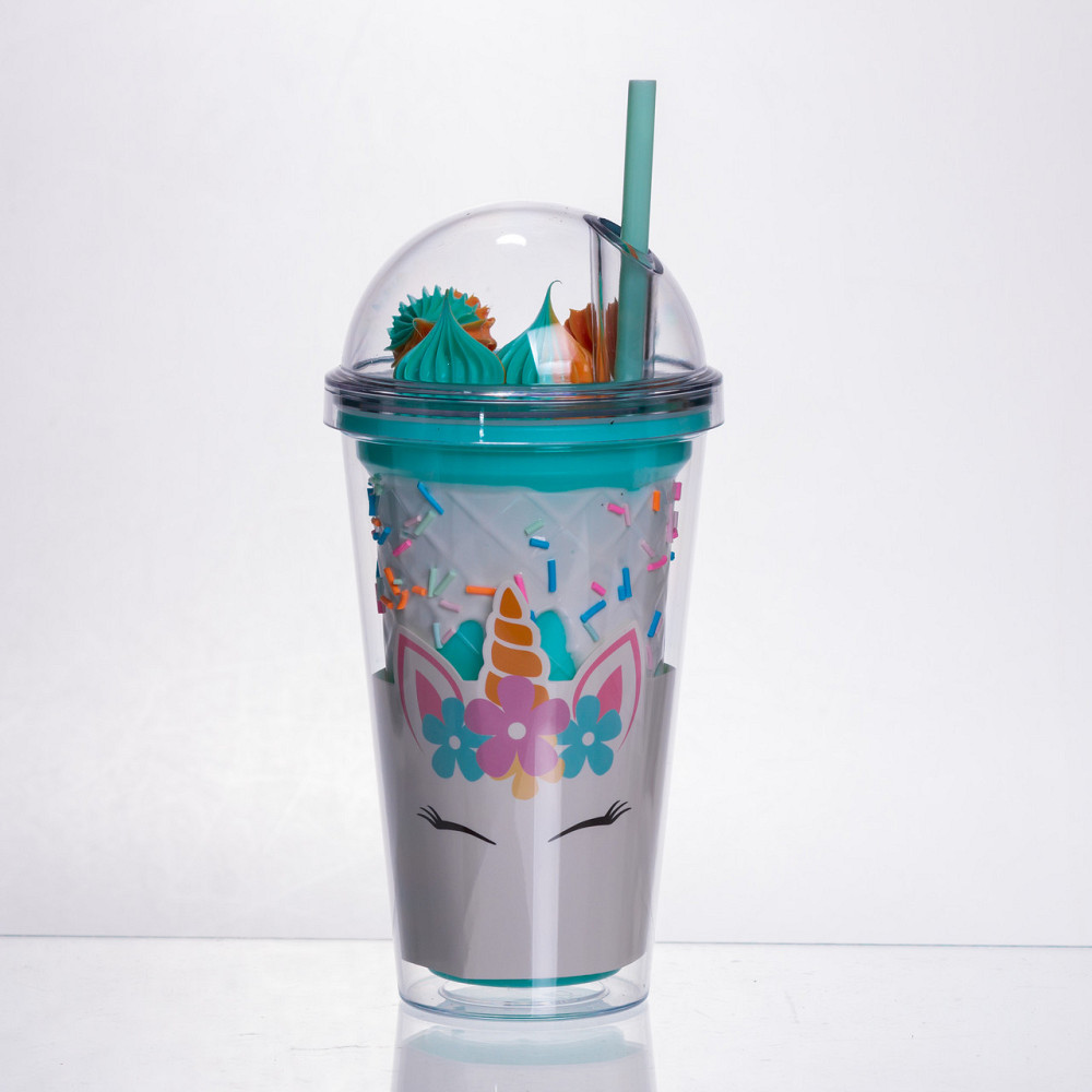 Yiwu пластикова склянка з трубочкою та кришкою 400 (мл) багаторазова пластикова склянка Бірюзов Коломыя - изображение 1
