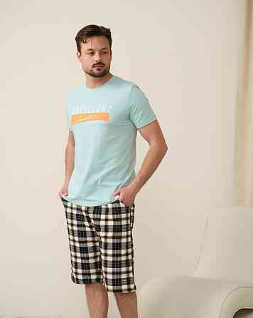 Чоловічий комплект для дому та відпочинку з шортами в карту — Excellent Tom John XL Київ