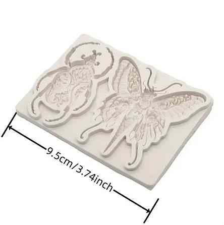 Молд силиконовый Бабочка и жук 95 на 65 мм серый Киев