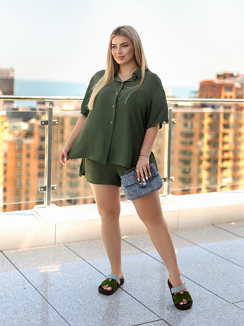 Костюм женский шорты и рубашка Costa 42-44, Хаки Киев - изображение 1