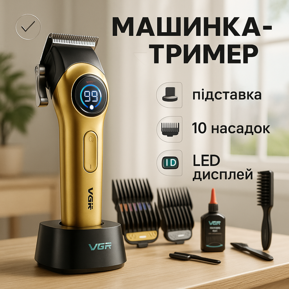 Машинка для стрижки волос мощная VGR, Универсальный триммер для мужчин Машинка стрижки мужская RE-24 Львов - изображение 19