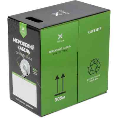 Кабель сетевой Vinga UTP Cat6 CCA 4 pairs 305 m (VCDCU6CA305) Винница