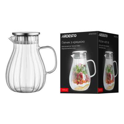 Кувшин Ardesto Iceberg, 1500мл, боросилікатне скло, нержавіюча сталь, прозорий (AR2615GA) Винница - изображение 6
