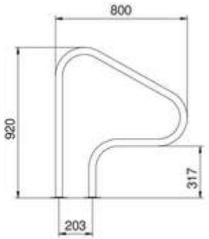 Поручень Flexinox 87164010 для римських сходів FX-04 (800 мм, фланець, AISI-316L) Киев