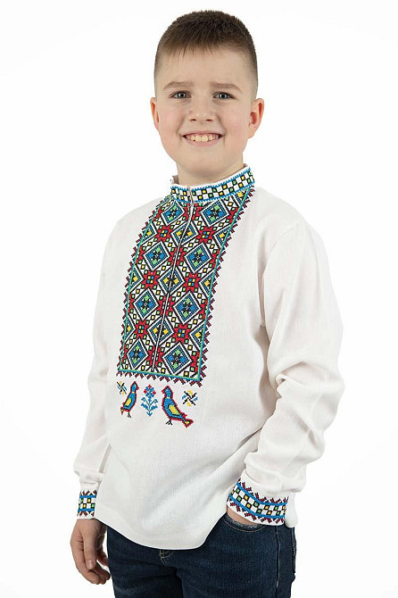 Вышиванка мужская, льняная, с длинным рукавом, белая, лен   , топ Киев - изображение 6