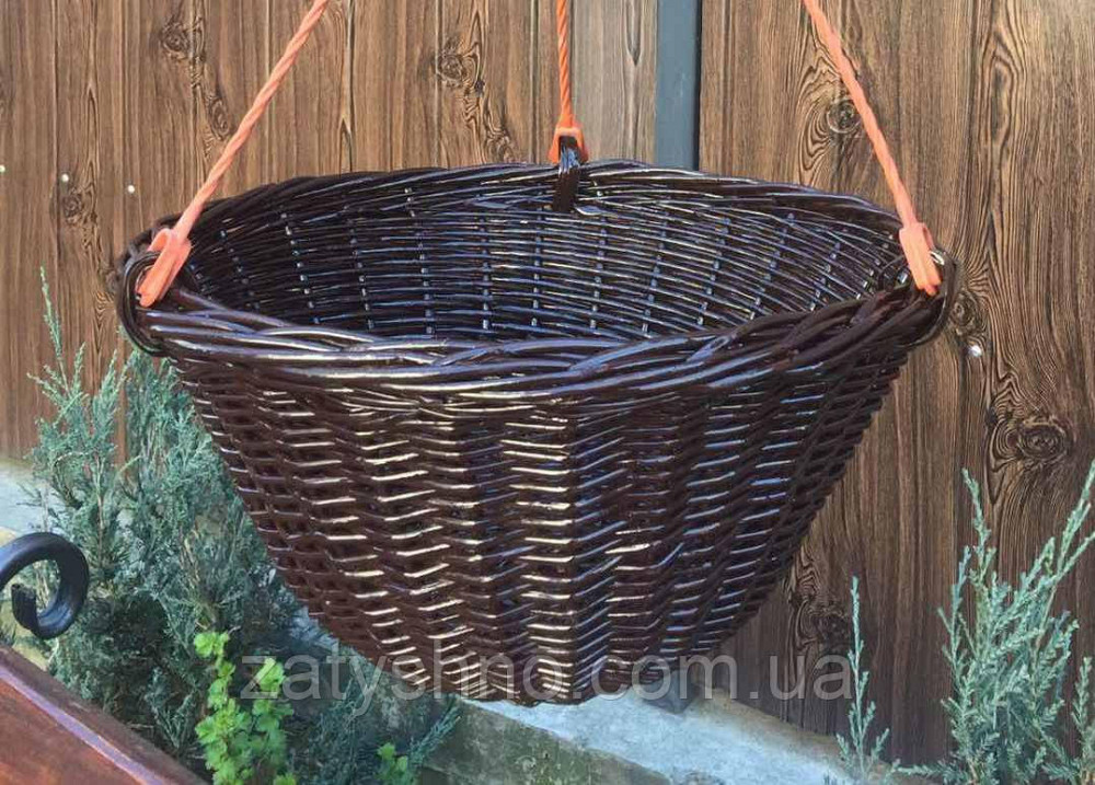 Кашпо плетене для вазону коричневе Київ - фото 3