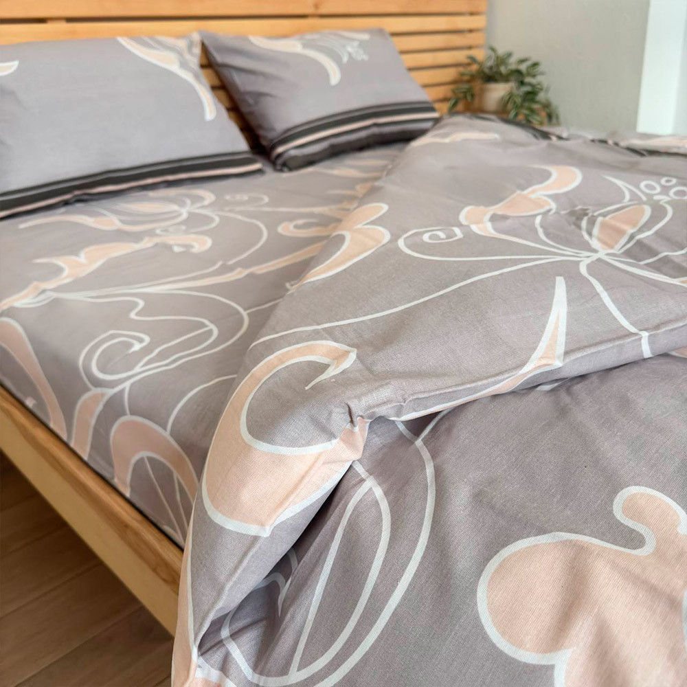 Полуторный комплект постельного белья Цветы 100% хлопок YouStar (Бежевый) Сумы - изображение 6