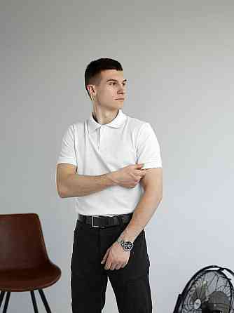 Белое базовое мужское поло веса/лето Pobedov Royal Киев