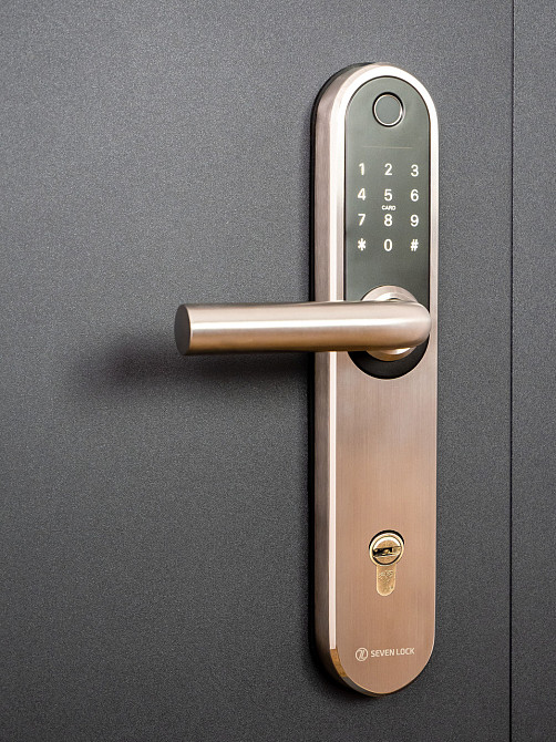 Розумний дверний біометричний замок SEVEN LOCK SL-7768BF (85 мм) silver Київ - фото 8
