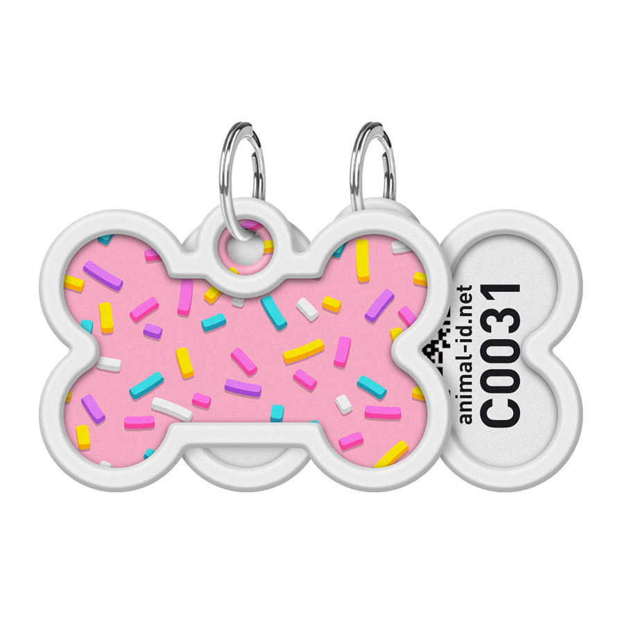 Адресник для собак і котів металевий WAUDOG Smart ID з QR паспортом, малюнок "Маршмелоу", кістка, Д 40 мм, Вінниця - фото 1