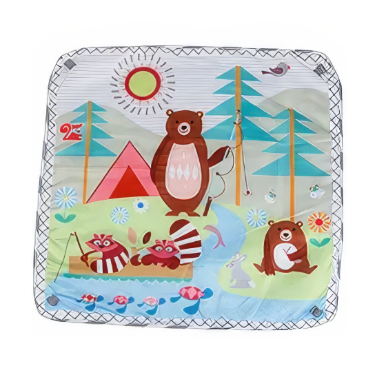 Детский игровой коврик-манеж с подвесками, манеж для малышей с ограждением, 80x80x50см, голубой Каменец-Подольский