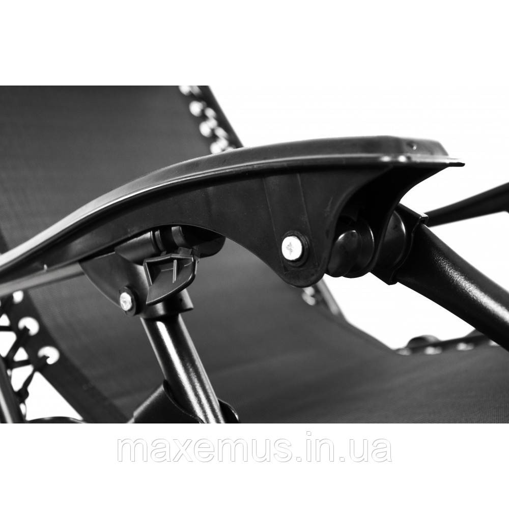 Раскладной шезлонг-лежак садовый Bonro СПА-167A Черный с подголовником и подставкой для напитков (до 120 кг) Мостиска - изображение 5