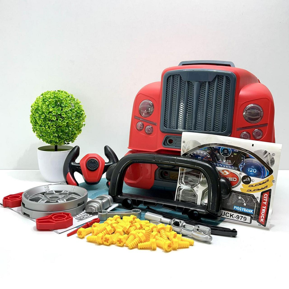 Машина-конструктор 59 деталей звук підсвічування Червоний (D001-2) Чернигов - изображение 1