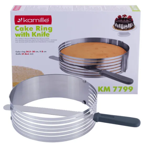 Форма для бісквіту 24,5-30см регульована з отвором для нарізки + ніж 7799 KAMILLE Житомир - фото 2