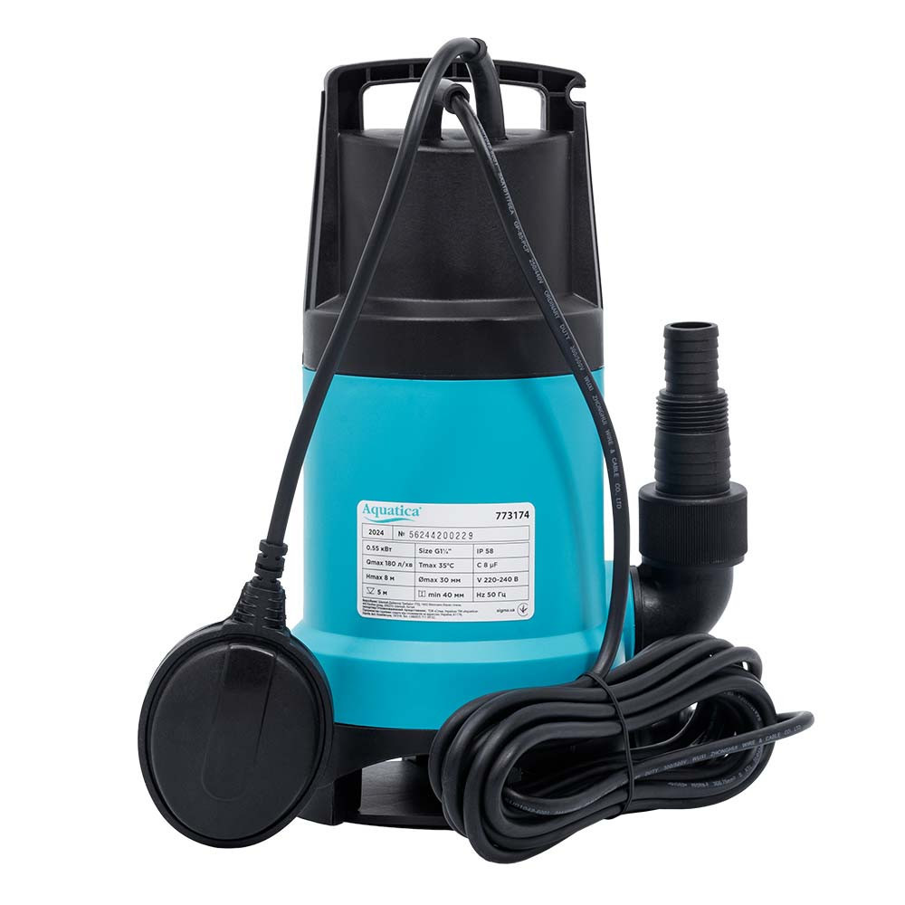 Насос дренажний садовий 0.55кВт Hmax 8м Qmax 180л/хв (част. до 30мм) AQUATICA (773174) Рівне - фото 8
