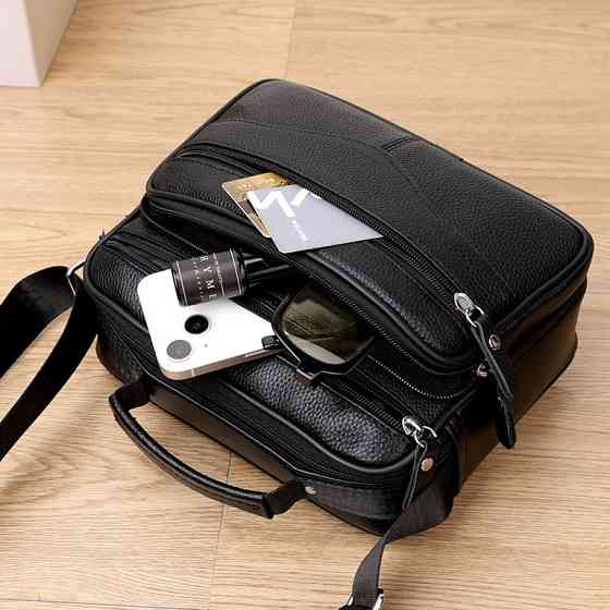 Чоловіча барсетка з ручкою 25x19x6.5, шкіряна сумка з ременем через плече BEXHILL BX-14440B чорна Київ