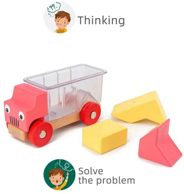 Конструктор машинки с фигурами для развития логического мышления, деревянные фигурки и 3 машинки Каменец-Подольский - изображение 3