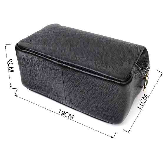 Женская элегантная сумка с двумя ремнями из натуральной кожи Vintage 22276 Черный Киев