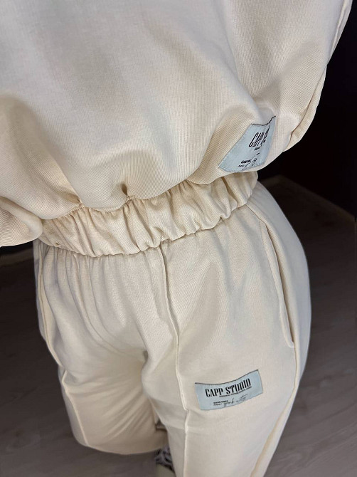 Костюм женский CAPPITONE 101181 худи с капюшоном резинка и брюки джоггеры шов светло бежевый, світло-бежевый, L Киев - изображение 9