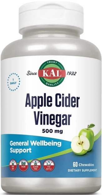 Яблучний оцет KAL Apple Cider Vinegar 500 мг 60 жев таб  яблуко Київ - фото 1