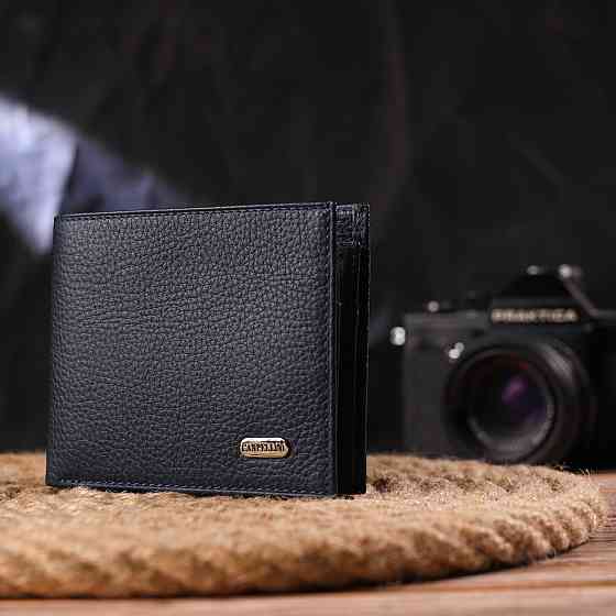 Вместительный кошелек для мужчин в два сложения из натуральной кожи флотар CANPELLINI 21581 Синий Киев