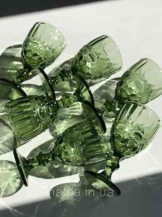 Набір для напоїв 7 предметів 6 шт. келихів + графин 1 л «Вінтаж» 300 мл зелений Київ