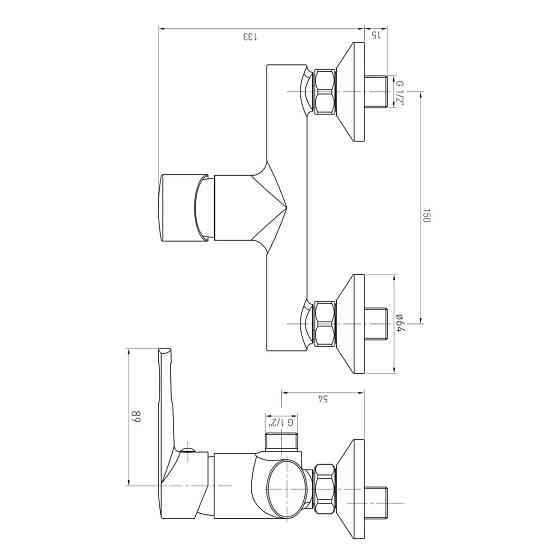Смеситель для душа VOLLE SOLAR  (1530.100101) cromo Киев