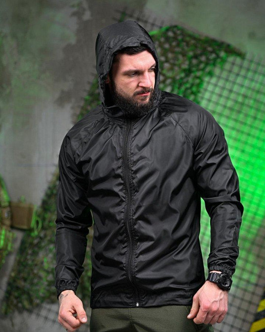 Ветровка дождевик карман черная  ВТ6382 Одесса - изображение 1