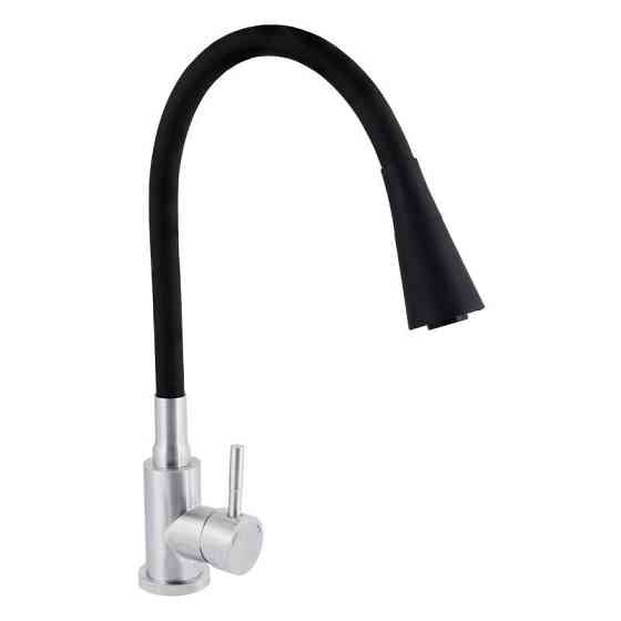 Змішувач для кухні Lidz Aria 015F31 з гнучким виливом LDARI015F31BNK31872 Black / Nickel сатин/чорний Київ