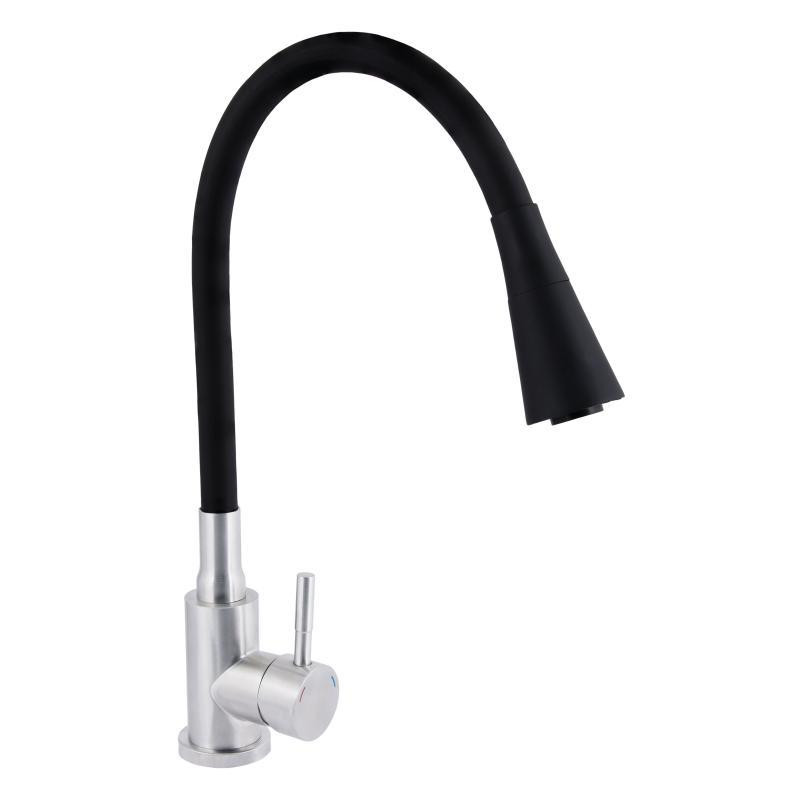 Змішувач для кухні Lidz Aria 015F31 з гнучким виливом LDARI015F31BNK31872 Black / Nickel сатин/чорний Київ - фото 1