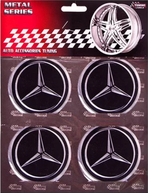 Наклейки на диски/ковпаки Mercedes-Benz 60мм 4шт чорний Київ - фото 1