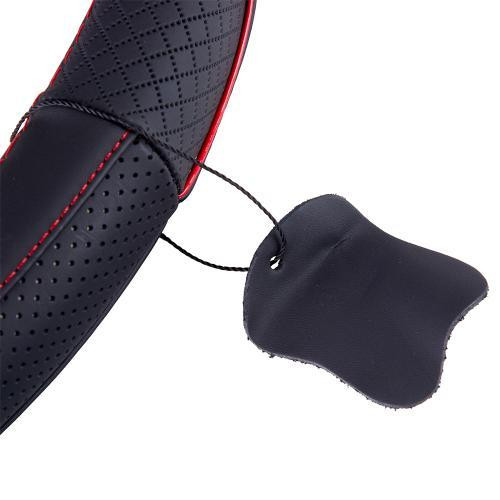 Чохол на кермо VLOD-L282 чорний-червоний, перфорована шкіра, розмір L Харків - фото 4