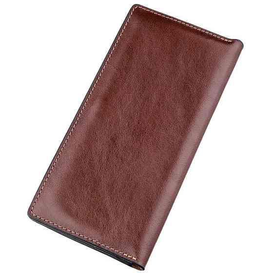 Кожаный вертикальный купюрник GRANDE PELLE 11213 Коричневый Киев