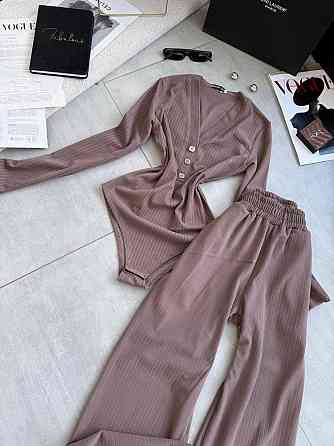 Женский базовый костюм двойка: боди и брюки из ангоры рубчик Мокко, 48/50 Одесса