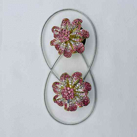 Магніти для штор та гардин "Flowers" набір 2 шт Рожевий з золотистим (81-201) Київ