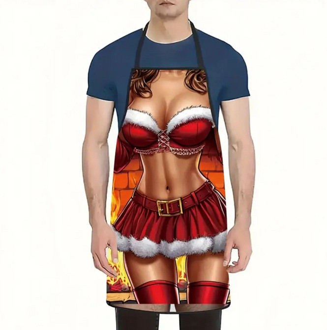 Фартух новорічний для жінок з приколом 74 на 54 см різнобарвний Київ - фото 7