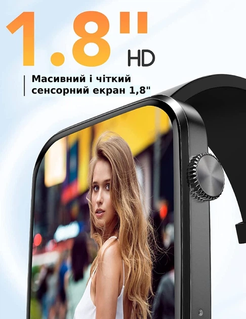 Смарт-годинник NICEWAT 1.8" IPS: Фітнес-трекер з моніторингом здоров'я, IP68, для Android/iOS, Чорний Київ - фото 4
