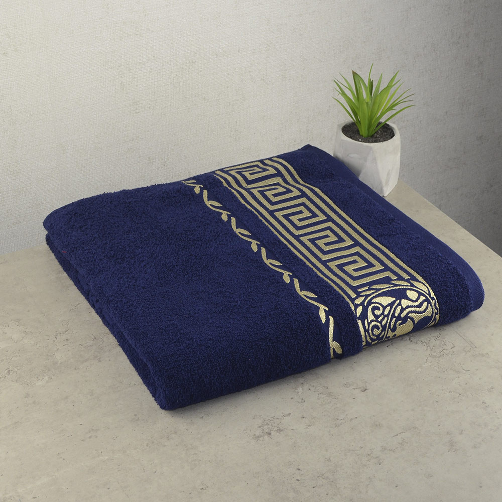 Набір рушників для ванної 2шт GM Textile 50х90см, 70х140см Caesar 450г / м2 (Темно-синій) Суми - фото 4