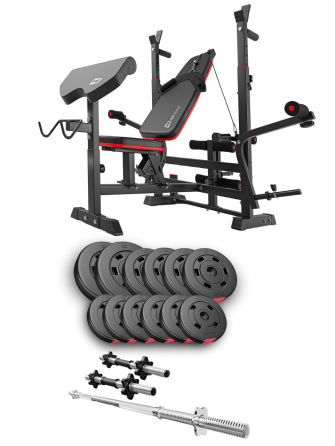 Набір Hop-Sport Premium 38кг з лавою HS-1075 Pro, штангою та гантелями Київ