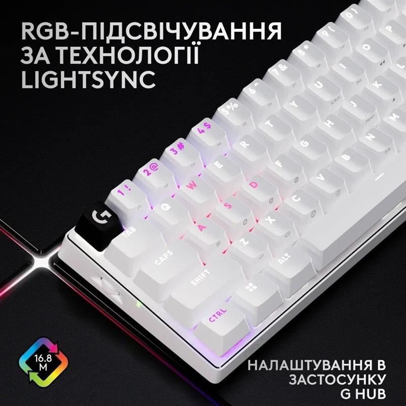 Клавіатура Logitech G PRO X 60 TKL GX Optical Tactile White (920-011930) Білий Харьков - изображение 8
