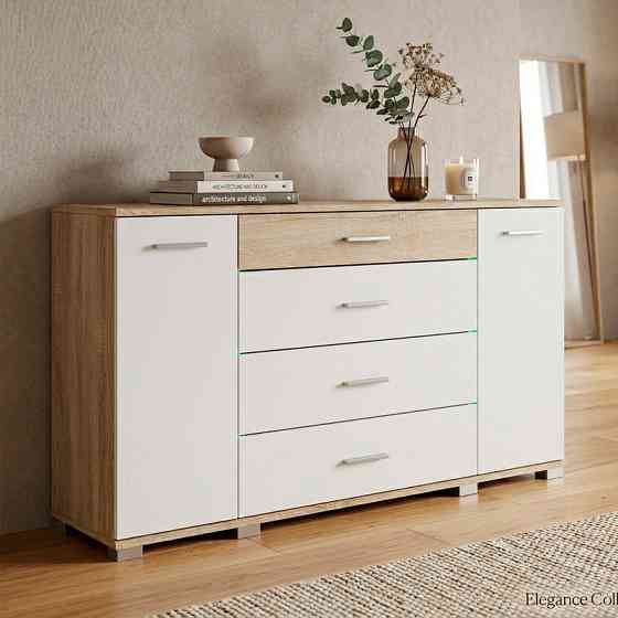 Комод для гостиной Эверест Бриз К-6 (телескопы) 130х38х72.5 Дуб сонома/Белый (DTM-073867) Львов