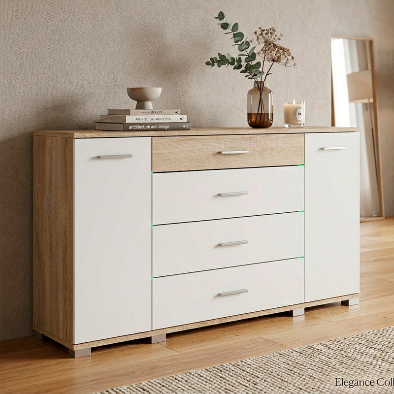 Комод для гостиной Эверест Бриз К-6 (телескопы) 130х38х72.5 Дуб сонома/Белый (DTM-073867) Львов - изображение 1