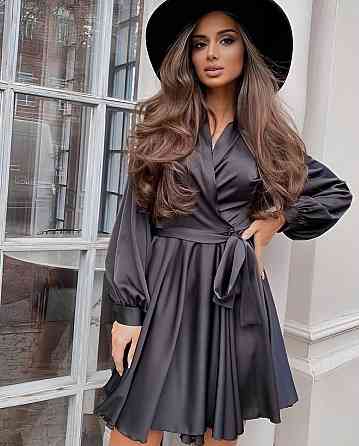 Женское вечернее романтичное мини платье шелк Черный Одесса