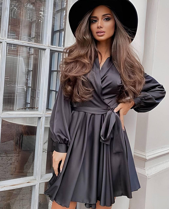 Женское вечернее романтичное мини платье шелк Черный Одесса - изображение 4