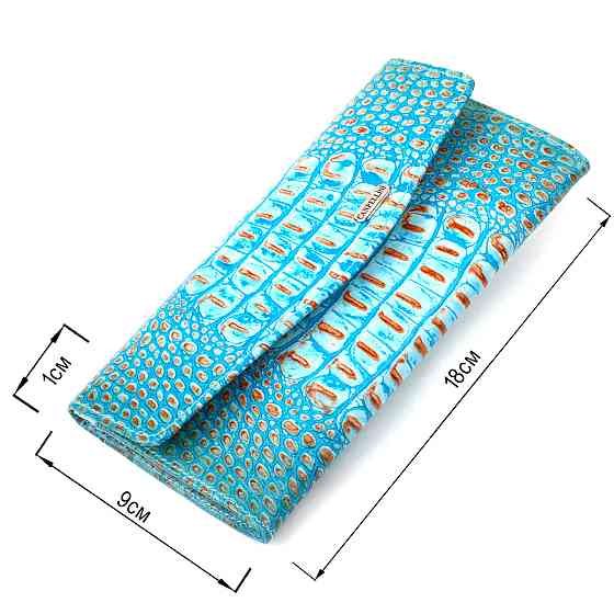 Превосходное портмоне для женщин из натуральной кожи с тиснением под крокодила CANPELLINI 21703 Голубое Киев