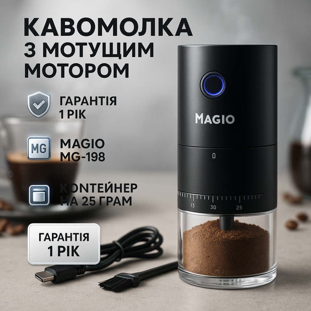 Мельница для кофейных зерен Magio MG-198, Кавомолка для кофе, Бытовая кофемолка стационарная UW-66 Львов - изображение 9