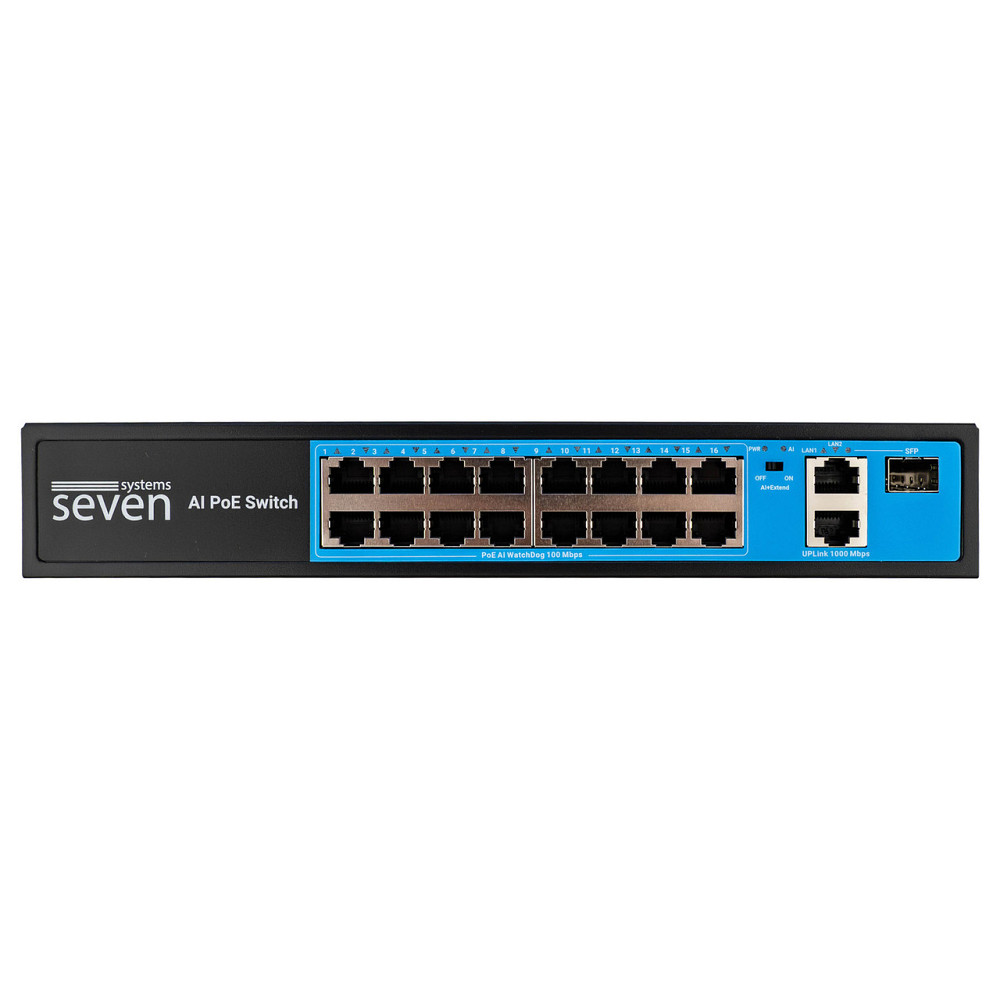 PoE комутатор 16 портів SEVEN P-73216G-SFP (POE: 16, UP: 2G+1SFP) Київ - фото 11